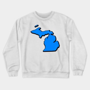 Bright Blue Michigan Outline Crewneck Sweatshirt